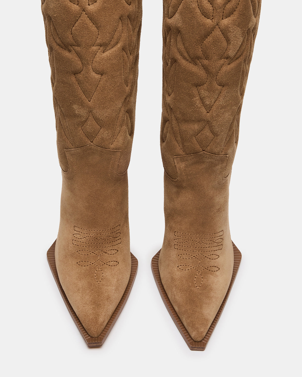KINZEE Taupe Suede Pointed-Toe Knee-High Western Stiletto Women's Boot - Steve Madden