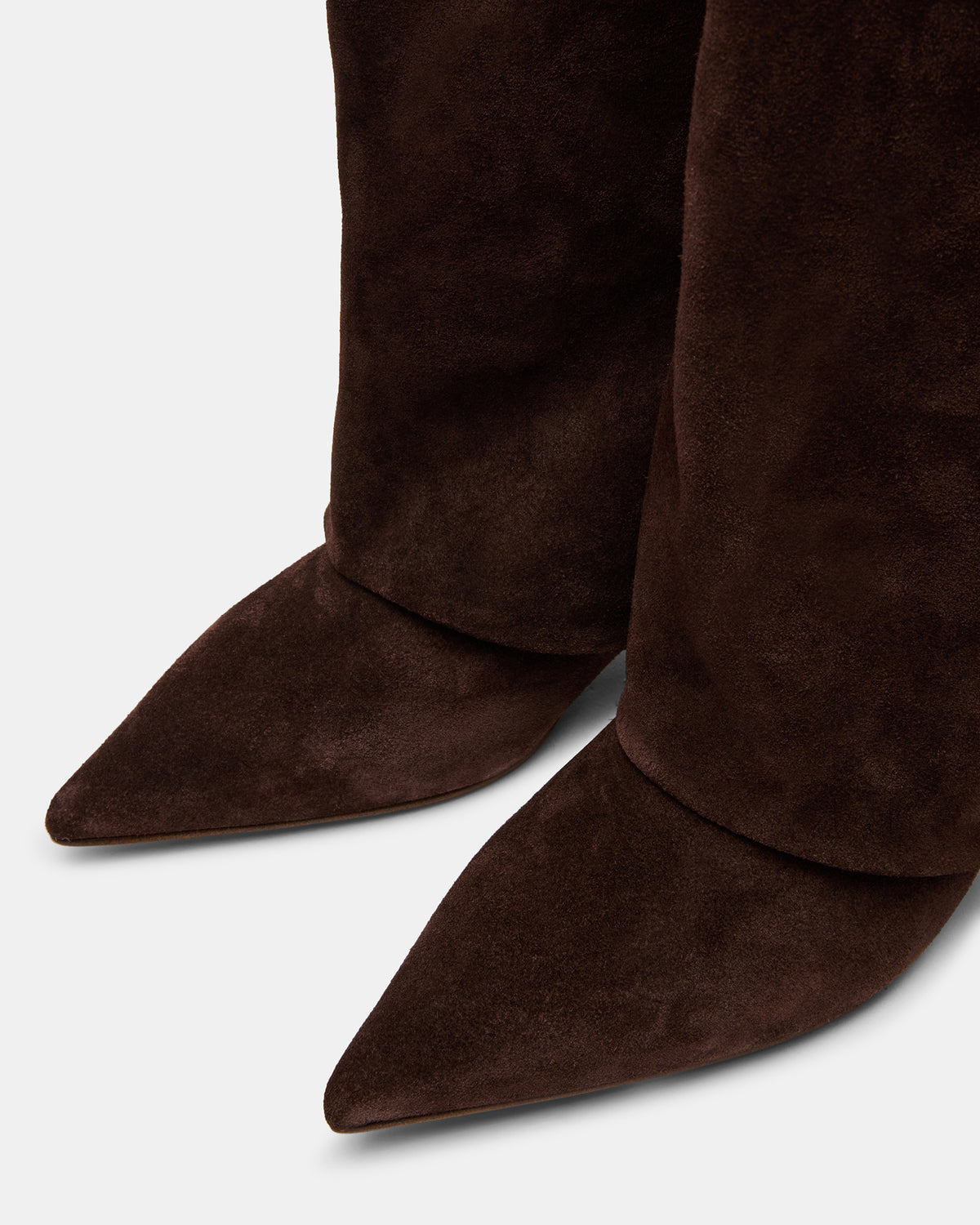LUCA Brown Suede Pointed-Toe Cuffed Kitten Heel Women's Boot - Steve Madden