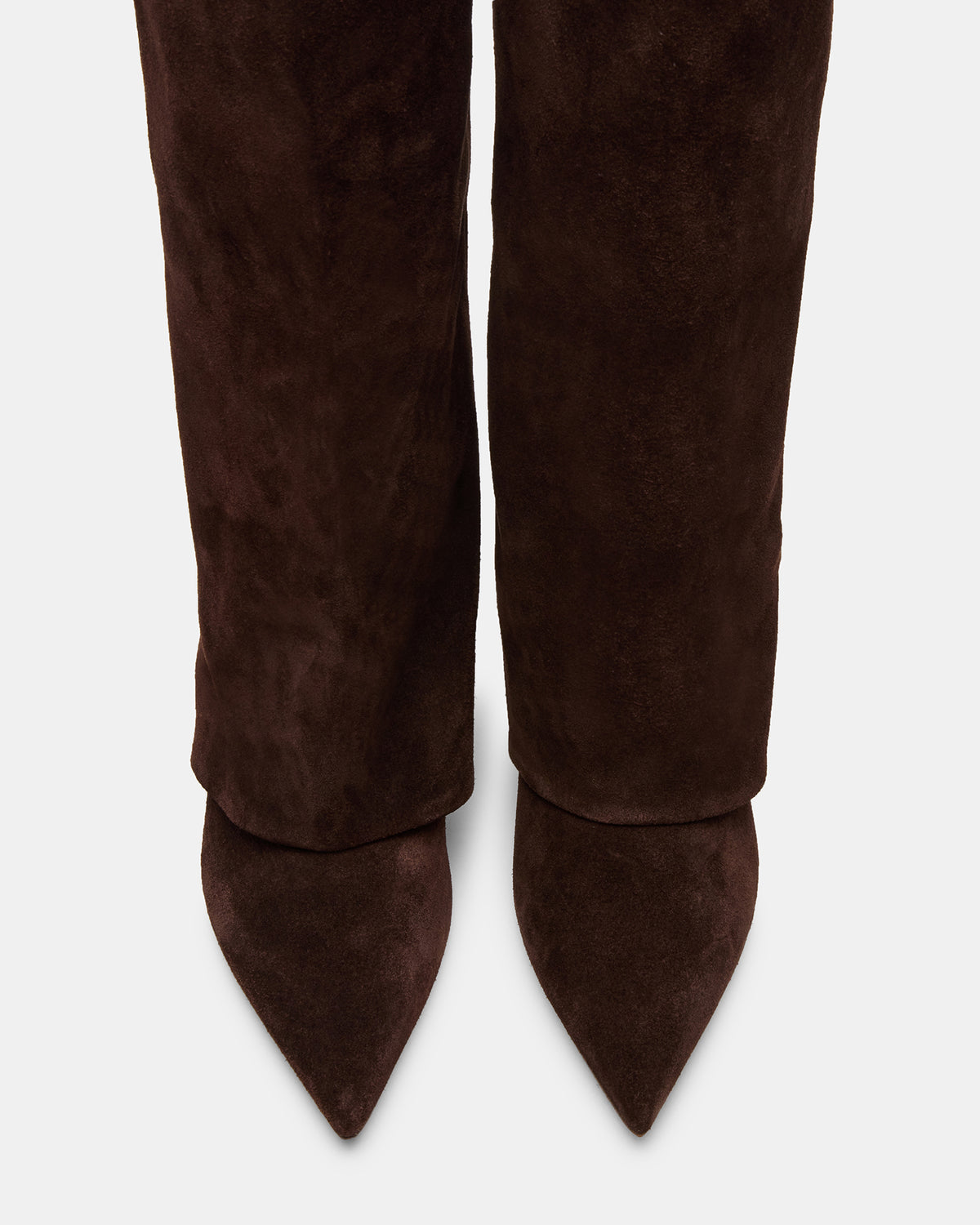LUCA Brown Suede Pointed-Toe Cuffed Kitten Heel Women's Boot - Steve Madden