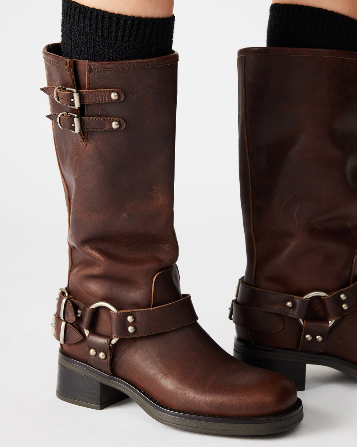 ASTOR Brown Leather Knee-High Boot | Women's Boots - Steve Madden