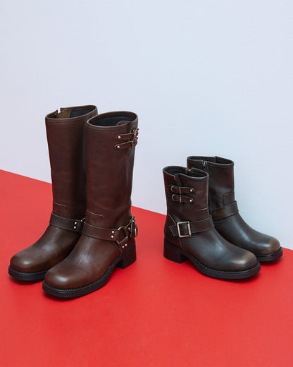 ASTOR Brown Leather Knee-High Boot | Women's Boots - Steve Madden