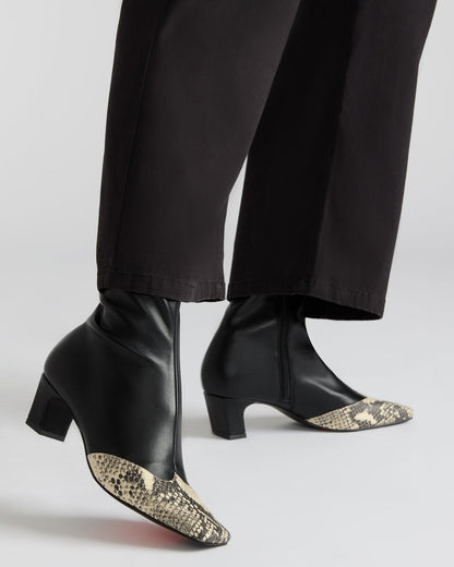 JETER Black Snake Square-Toe Women's Ankle Boot - Steve Madden
