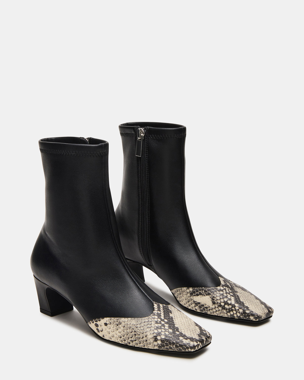JETER Black Snake Square-Toe Women's Ankle Boot - Steve Madden