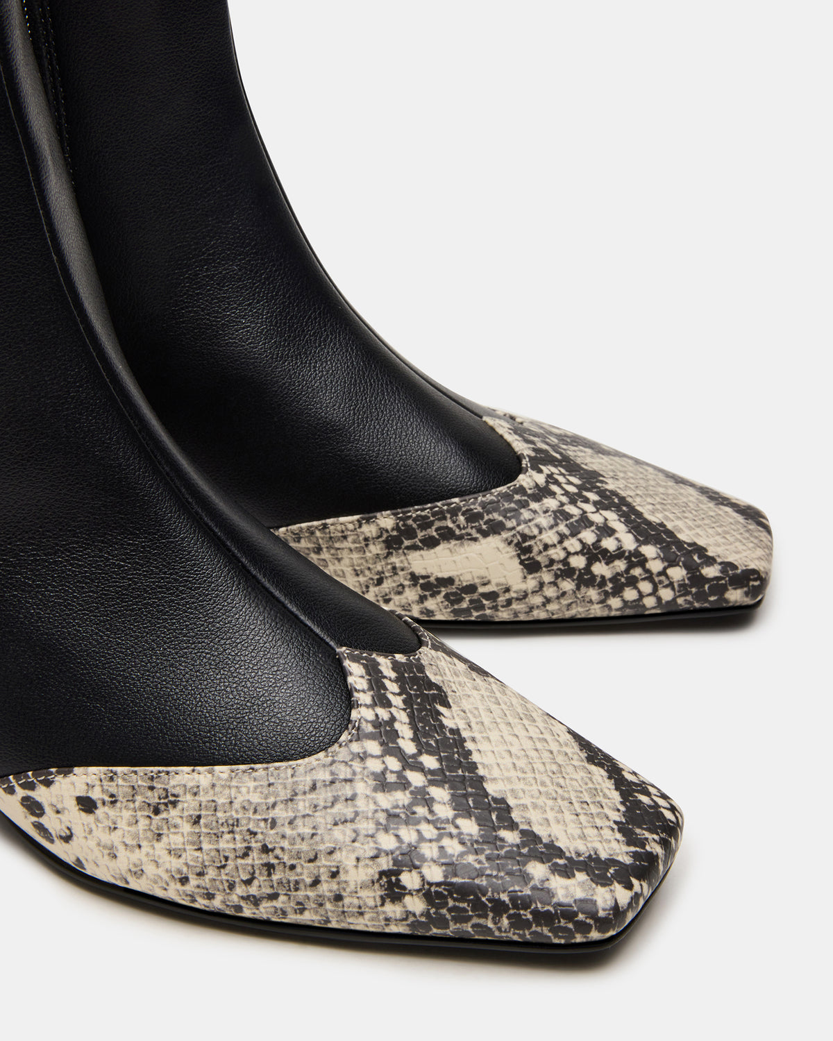 JETER Black Snake Square-Toe Women's Ankle Boot - Steve Madden