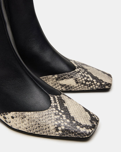 JETER Black Snake Square-Toe Women's Ankle Boot - Steve Madden