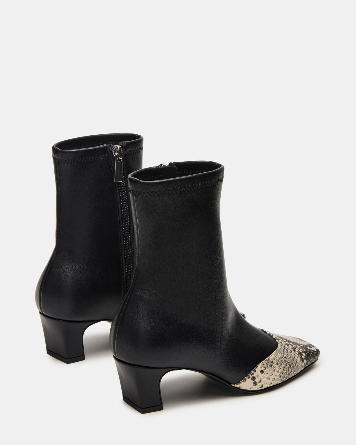 JETER Black Snake Square-Toe Women's Ankle Boot - Steve Madden