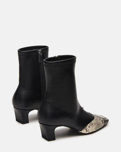 JETER Black Snake Square-Toe Women's Ankle Boot - Steve Madden