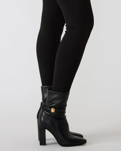 AROMA Black Buckle Gold Detail Block Heel Women's Ankle Boot - Steve Madden