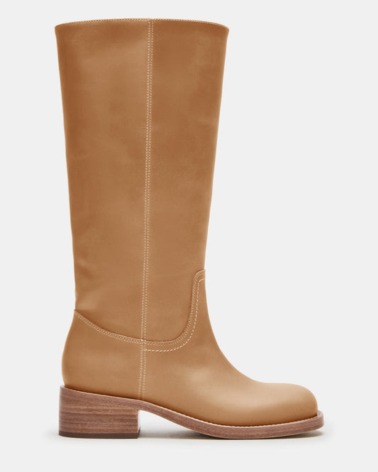 RIGGS Banana Leather Wide Calf Square-Toe Women's Boot - Steve Madden