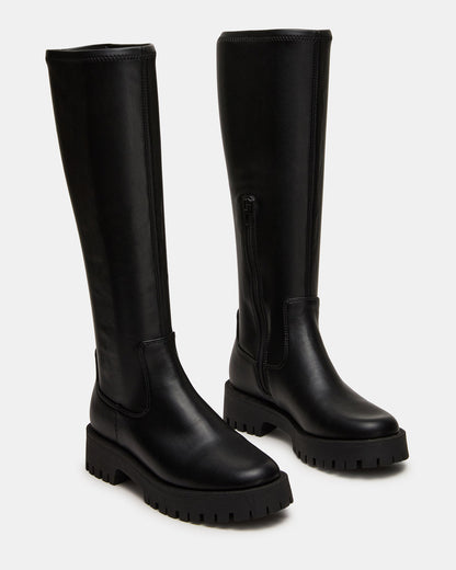 LABELLE Black Knee-High Lug Platform Women's Boot - Steve Madden