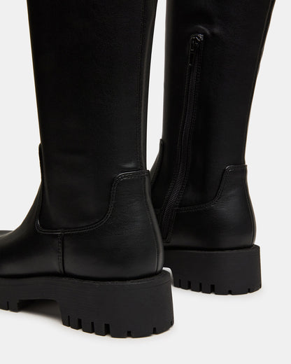LABELLE Black Knee-High Lug Platform Women's Boot - Steve Madden