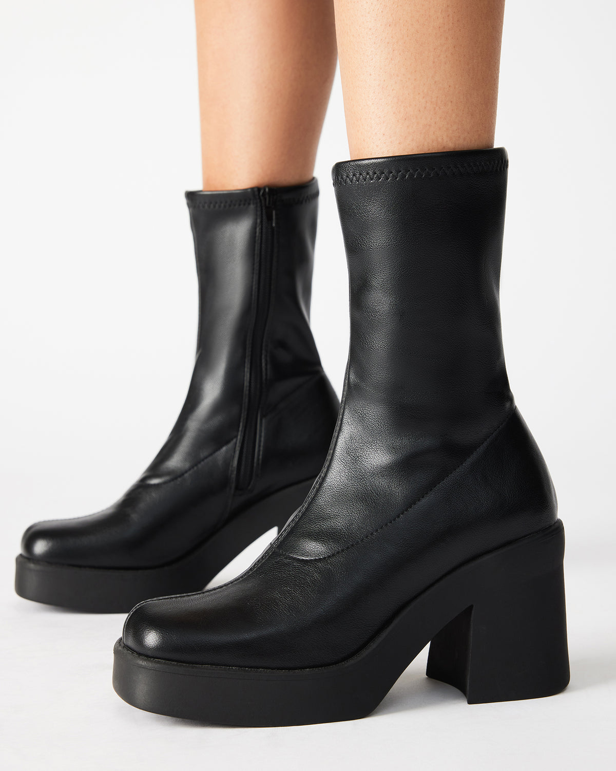 KLAYTON Black Platform Ankle Boot | Women's Booties - Steve Madden