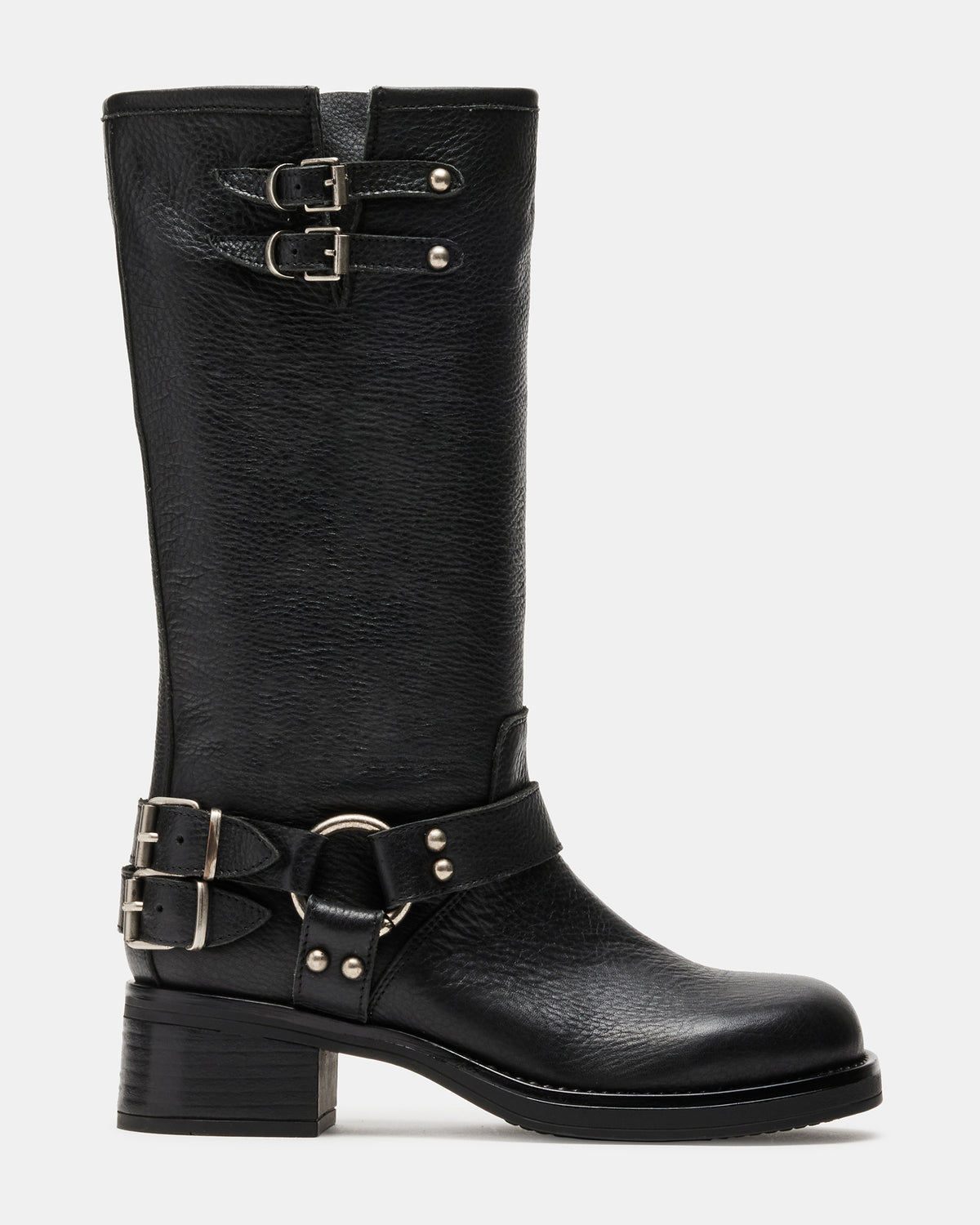 ASTOR Black Leather Knee-High Boot | Women's Boots - Steve Madden