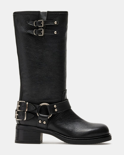 ASTOR Black Leather Knee-High Boot | Women's Boots - Steve Madden