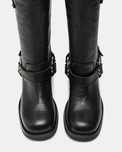 ASTOR Black Leather Knee-High Boot | Women's Boots - Steve Madden