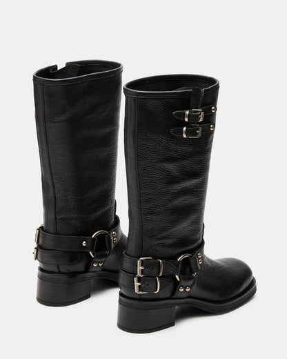 ASTOR Black Leather Knee-High Boot | Women's Boots - Steve Madden