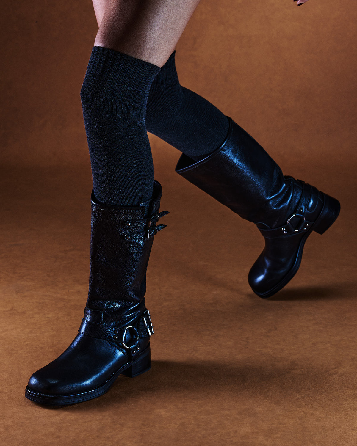 ASTOR Black Leather Knee-High Boot | Women's Boots - Steve Madden