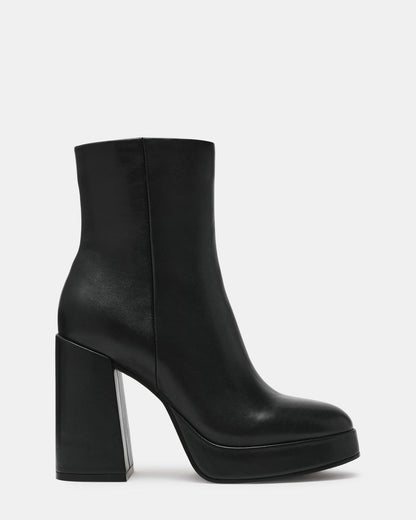 TYRA Black Leather Platform Block Heel Women's Ankle Boot - Steve Madden
