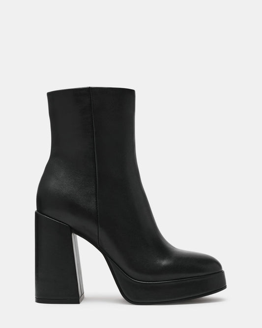 TYRA Black Leather Platform Block Heel Women's Ankle Boot - Steve Madden