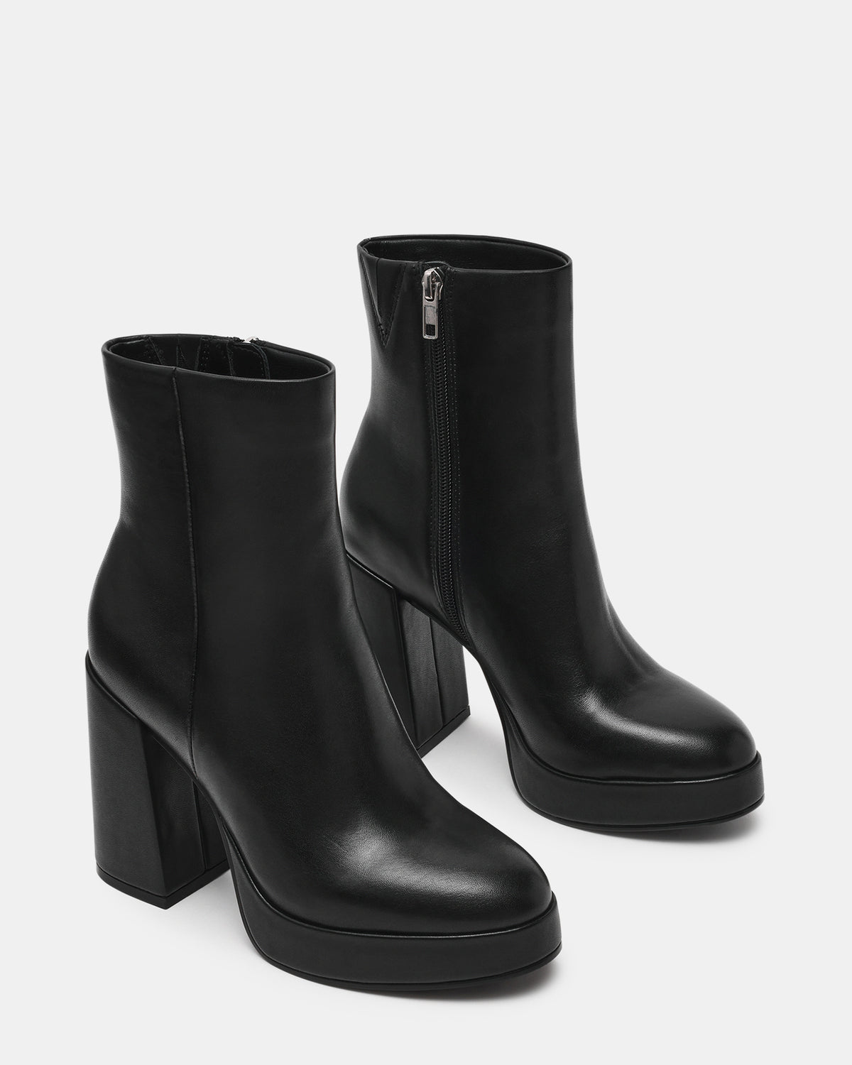 TYRA Black Leather Platform Block Heel Women's Ankle Boot - Steve Madden