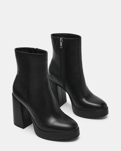 TYRA Black Leather Platform Block Heel Women's Ankle Boot - Steve Madden