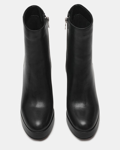 TYRA Black Leather Platform Block Heel Women's Ankle Boot - Steve Madden