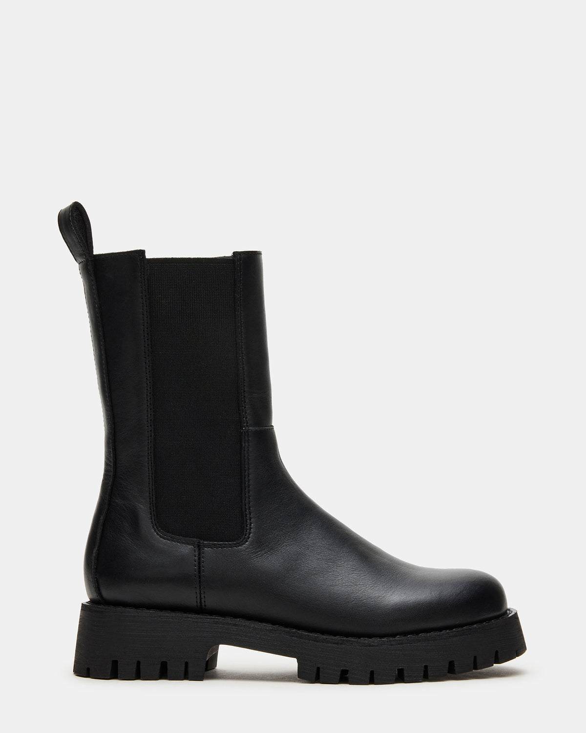 LOWA Black Leather Lug Chelsea Platform Women's Ankle Boot - Steve Madden