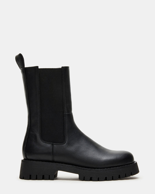 LOWA Black Leather Lug Chelsea Platform Women's Ankle Boot - Steve Madden