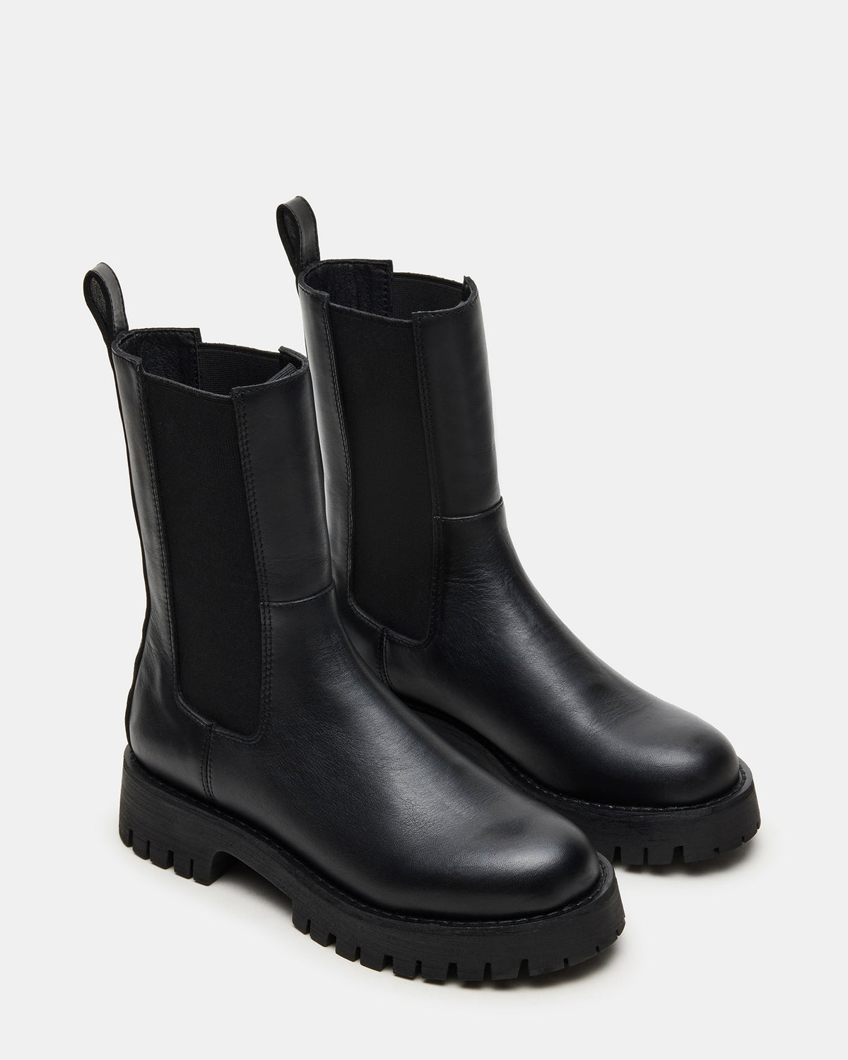 LOWA Black Leather Lug Chelsea Platform Women's Ankle Boot - Steve Madden