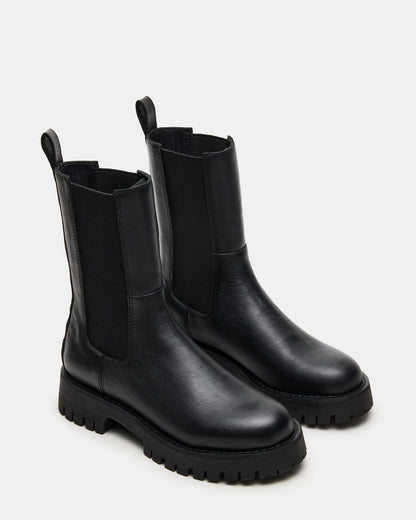 LOWA Black Leather Lug Chelsea Platform Women's Ankle Boot - Steve Madden