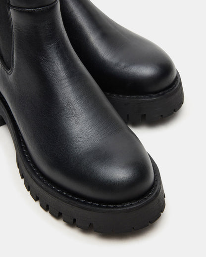 LOWA Black Leather Lug Chelsea Platform Women's Ankle Boot - Steve Madden