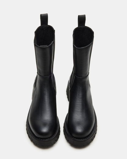 LOWA Black Leather Lug Chelsea Platform Women's Ankle Boot - Steve Madden