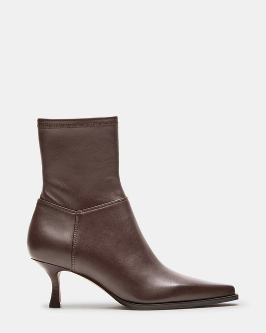 STASIA Brown Pointed-Toe Kitten Heel Women's Ankle Boot - Steve Madden