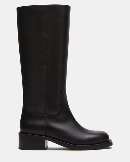 RIGGS Black Leather Square-Toe Women's Boot - Steve Madden