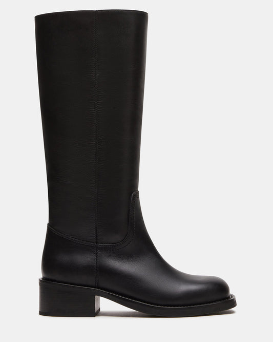 RIGGS Black Leather Square-Toe Women's Boot - Steve Madden