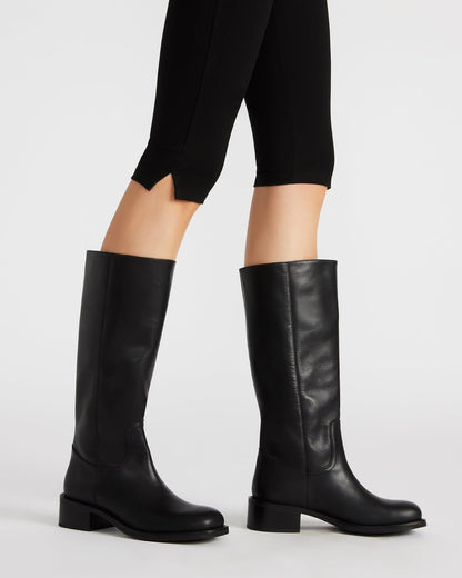 RIGGS Black Leather Square-Toe Women's Boot - Steve Madden
