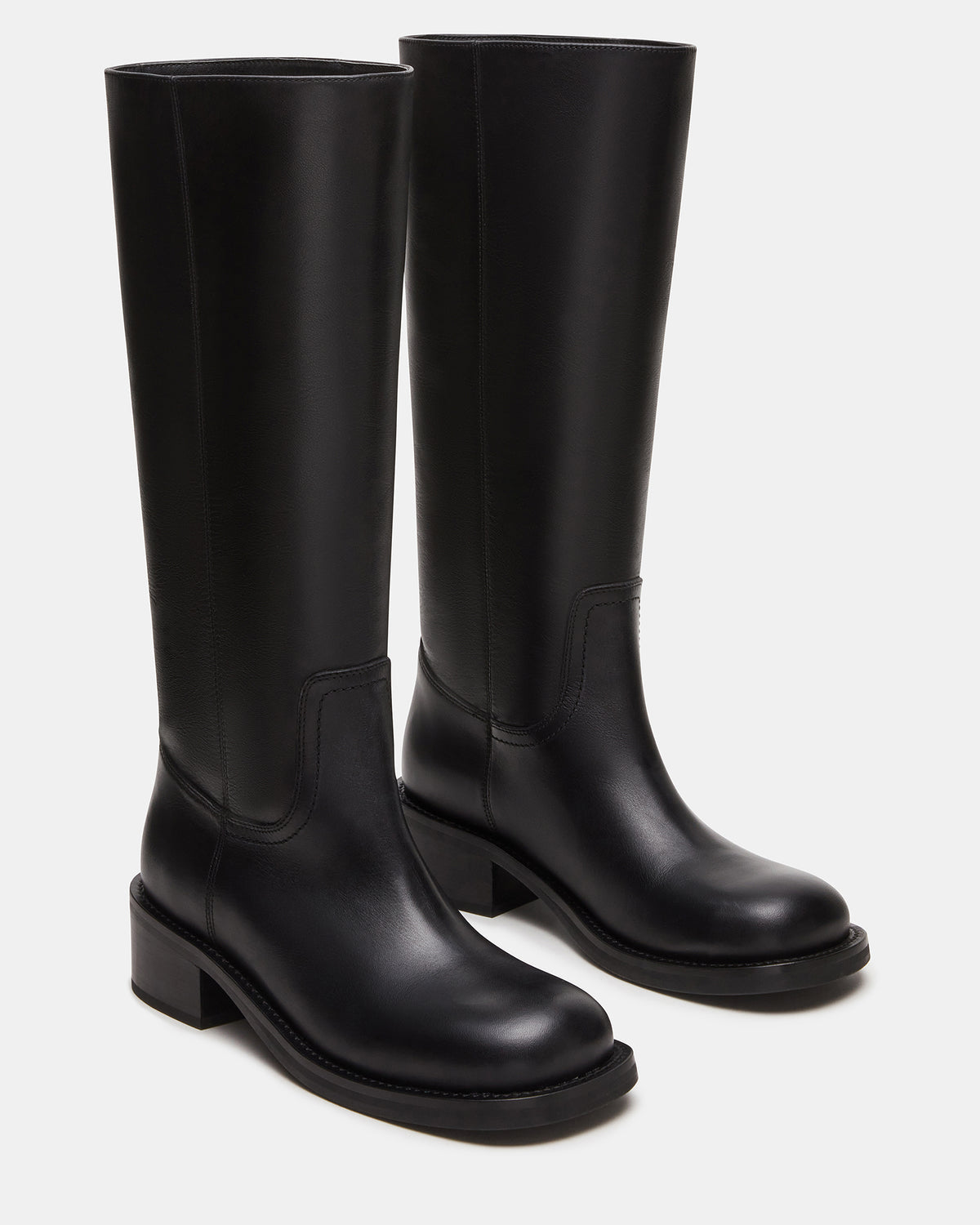 RIGGS Black Leather Square-Toe Women's Boot - Steve Madden
