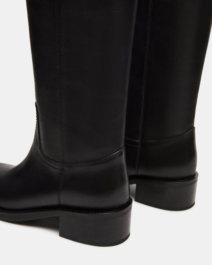RIGGS Black Leather Square-Toe Women's Boot - Steve Madden