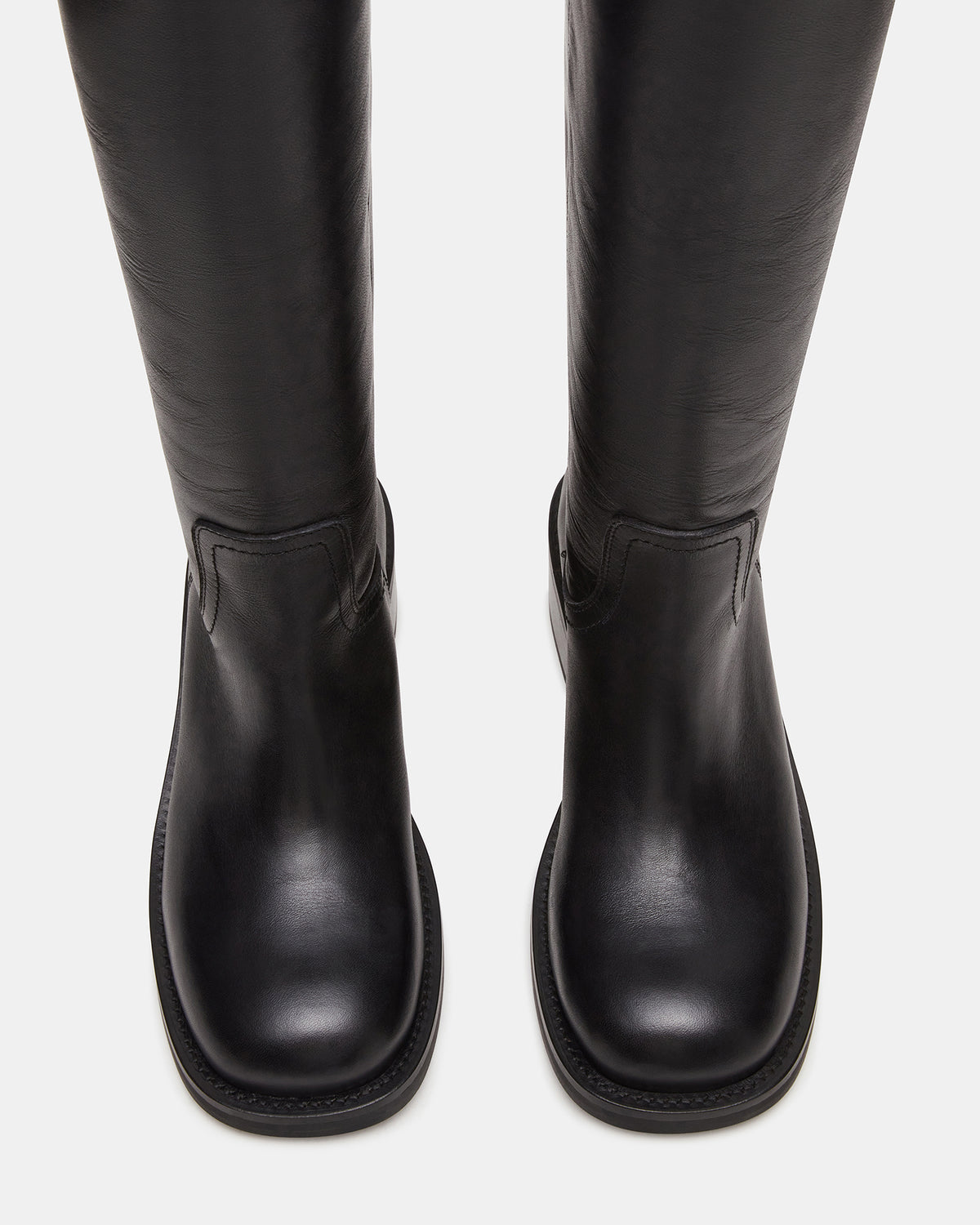 RIGGS Black Leather Square-Toe Women's Boot - Steve Madden