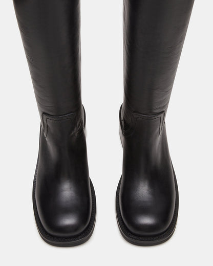 RIGGS Black Leather Square-Toe Women's Boot - Steve Madden