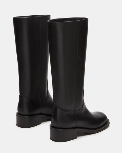 RIGGS Black Leather Square-Toe Women's Boot - Steve Madden