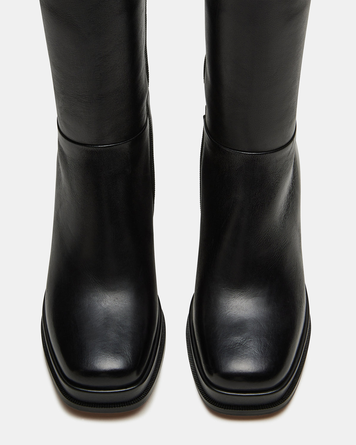 MYSTERY Black Leather Women's Block Heel Platform Boot - Steve Madden
