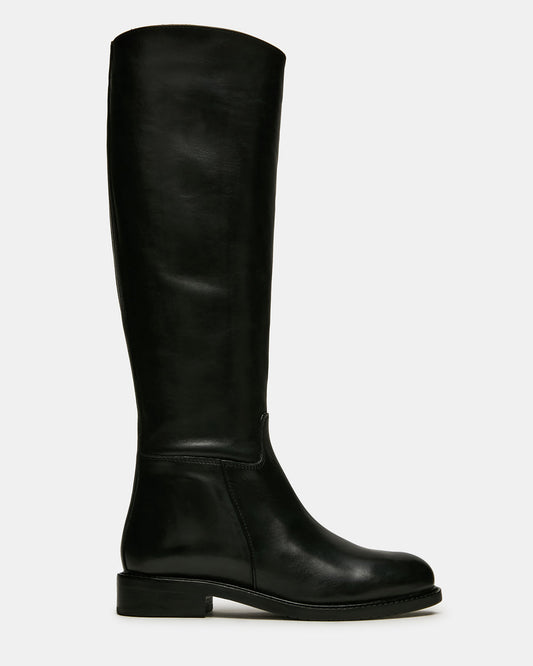 BELMONT Black Leather Knee-High Women's Riding Boot - Steve Madden