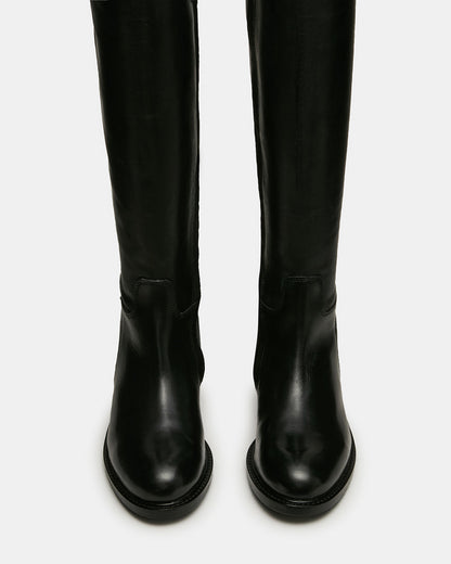 BELMONT Black Leather Knee-High Women's Riding Boot - Steve Madden