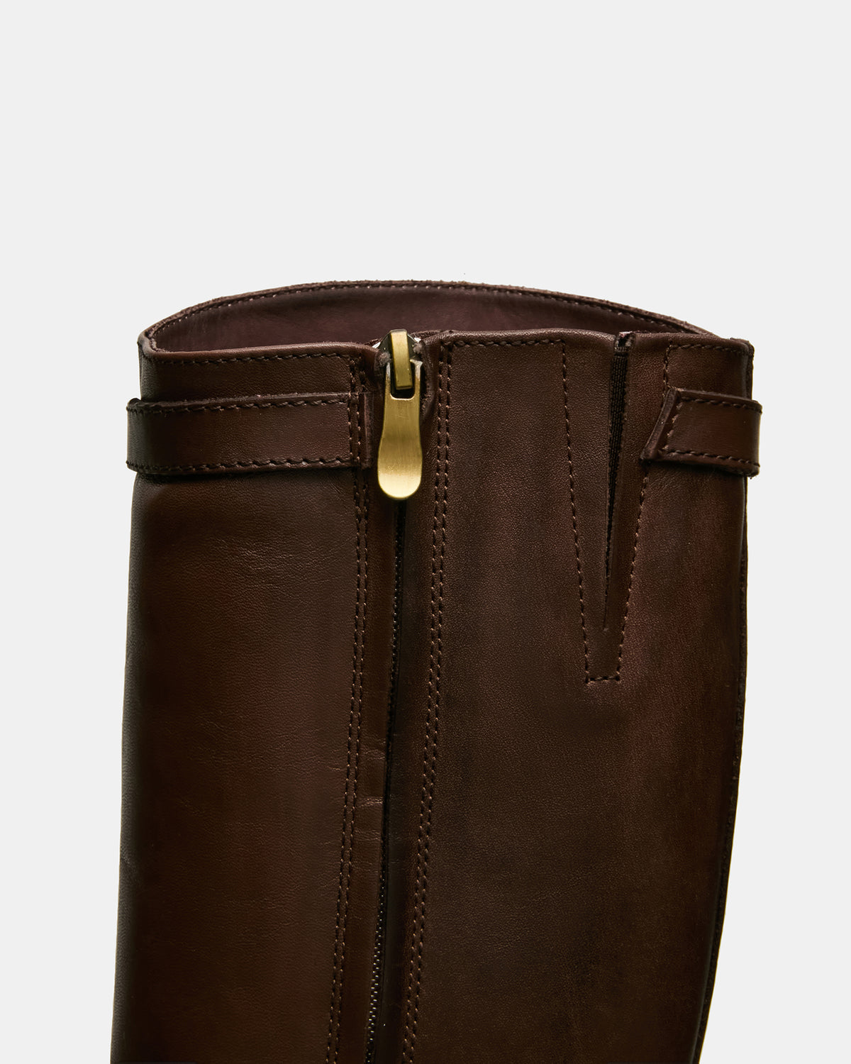 BEXLEY Brown Leather Knee-High Round-Toe Buckle Women's Boot - Steve Madden