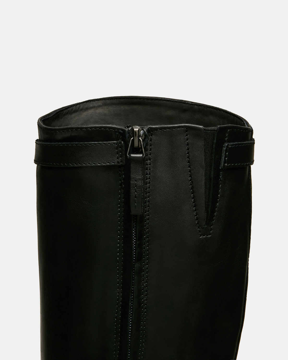 BEXLEY Black Leather Knee-High Round-Toe Buckle Women's Boot - Steve Madden