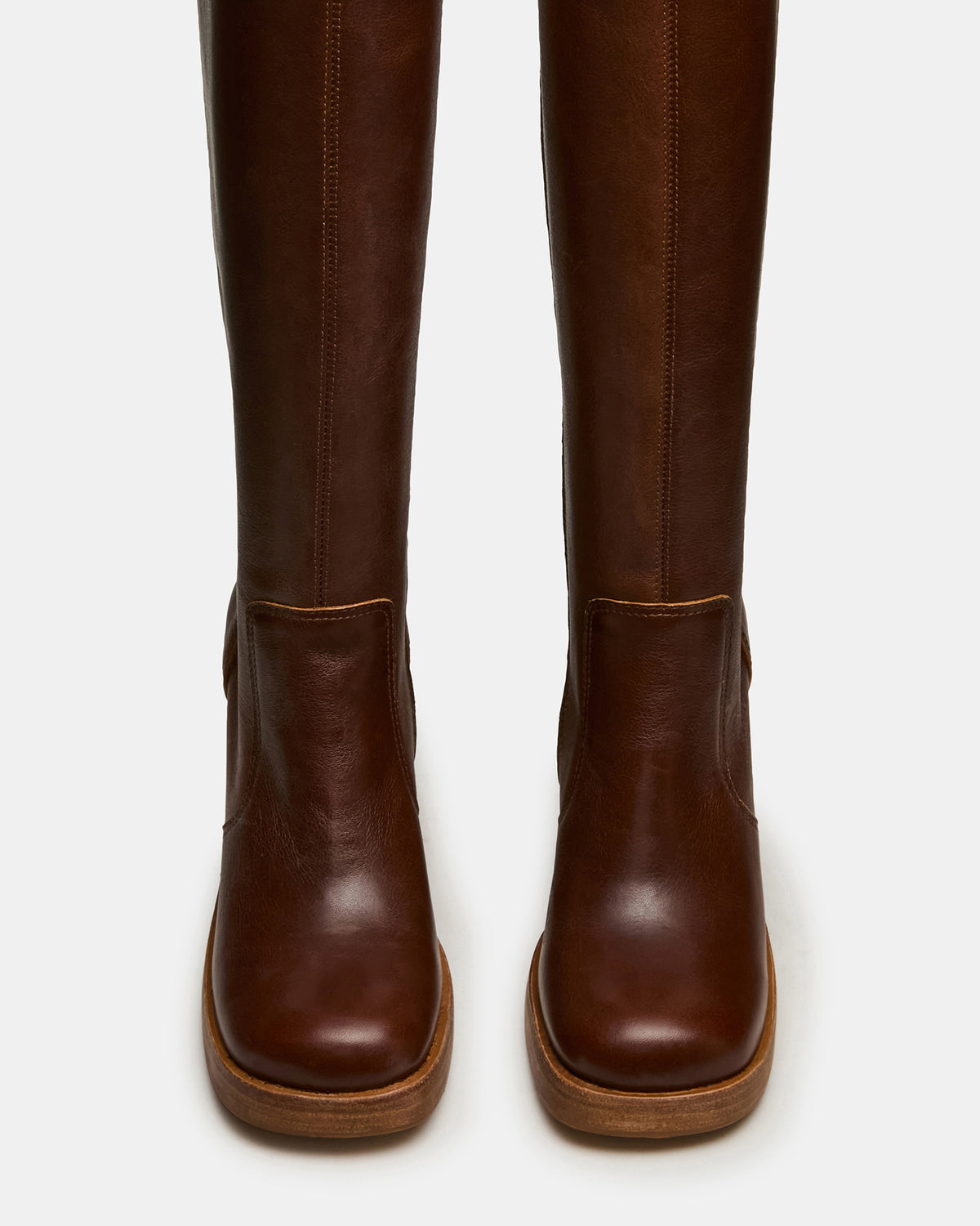 FOLIE Rust Leather Square-Toe Block Heel Knee-High Women's Boot - Steve Madden