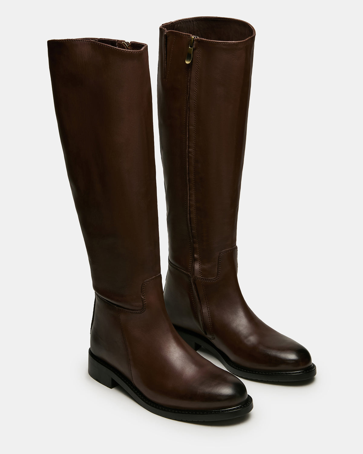 BELMONT Brown Leather Knee-High Women's Riding Boot - Steve Madden