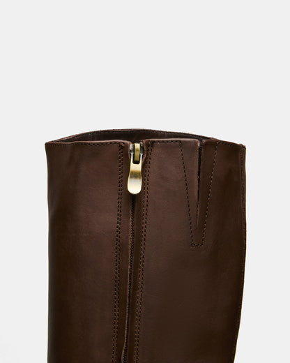 BELMONT Brown Leather Knee-High Women's Riding Boot - Steve Madden