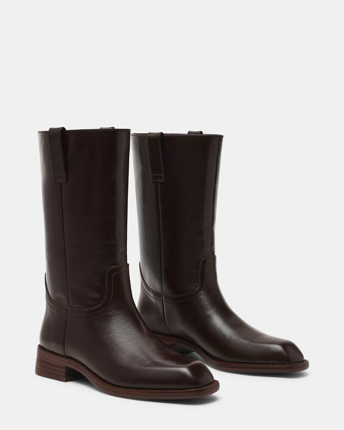 PRIMO Brown Leather Square-Toe Women's Boot - Steve Madden